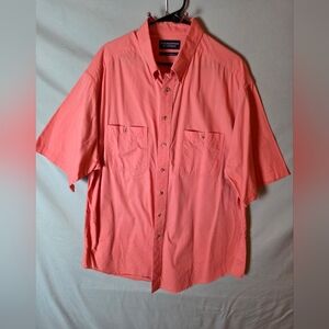 Roundtree Yorke Peached Twill Mens Sz 2XLT TALL Salmon Short Sleeve Button Shirt